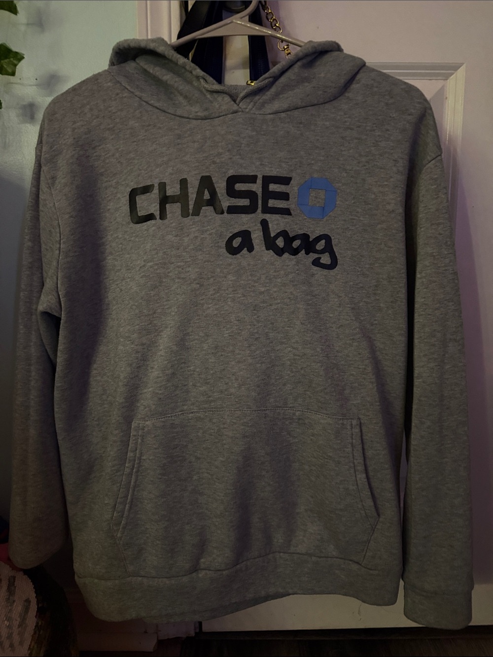 Chaser Grey Hoodie with Blue Logo Text